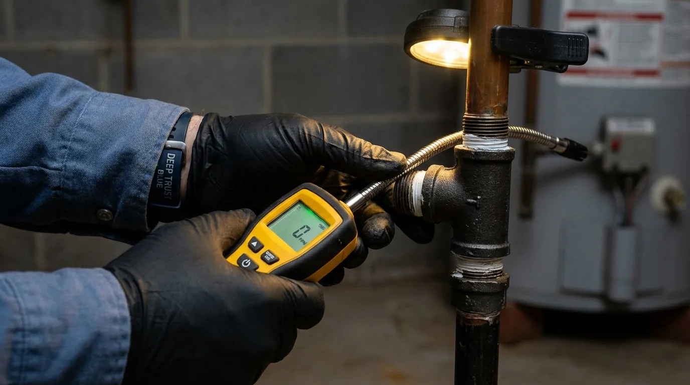 Gas leak detection with electronic sniffer by Johns Plumbing LLC in Camdenton