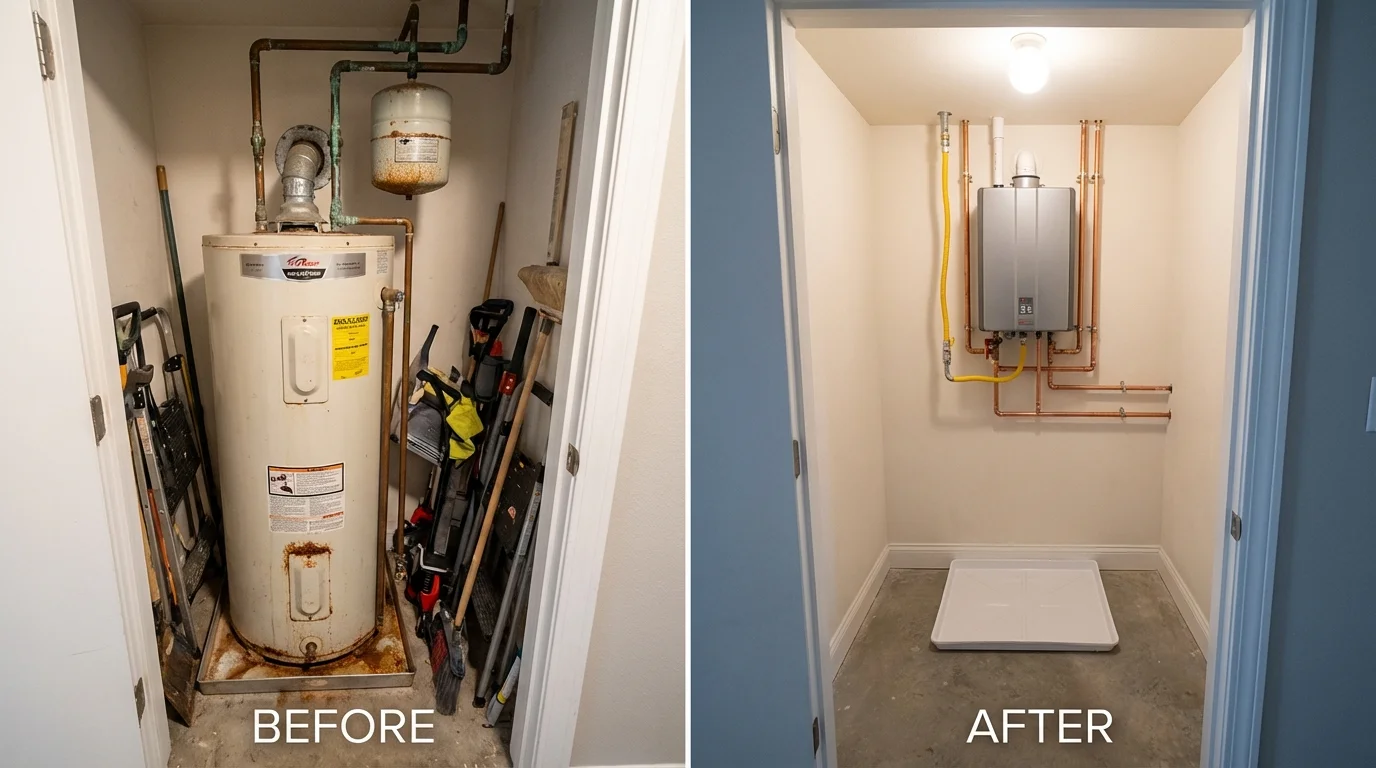 Tank water heater versus wall-mounted tankless unit comparison for Camdenton, MO homeowners